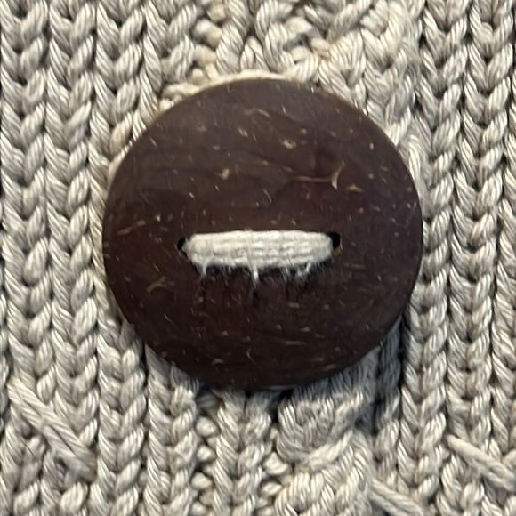 PURE Handknit Cotton Button Up‎ Tan Cardigan Sweater Size S/M - Picture 5 of 12